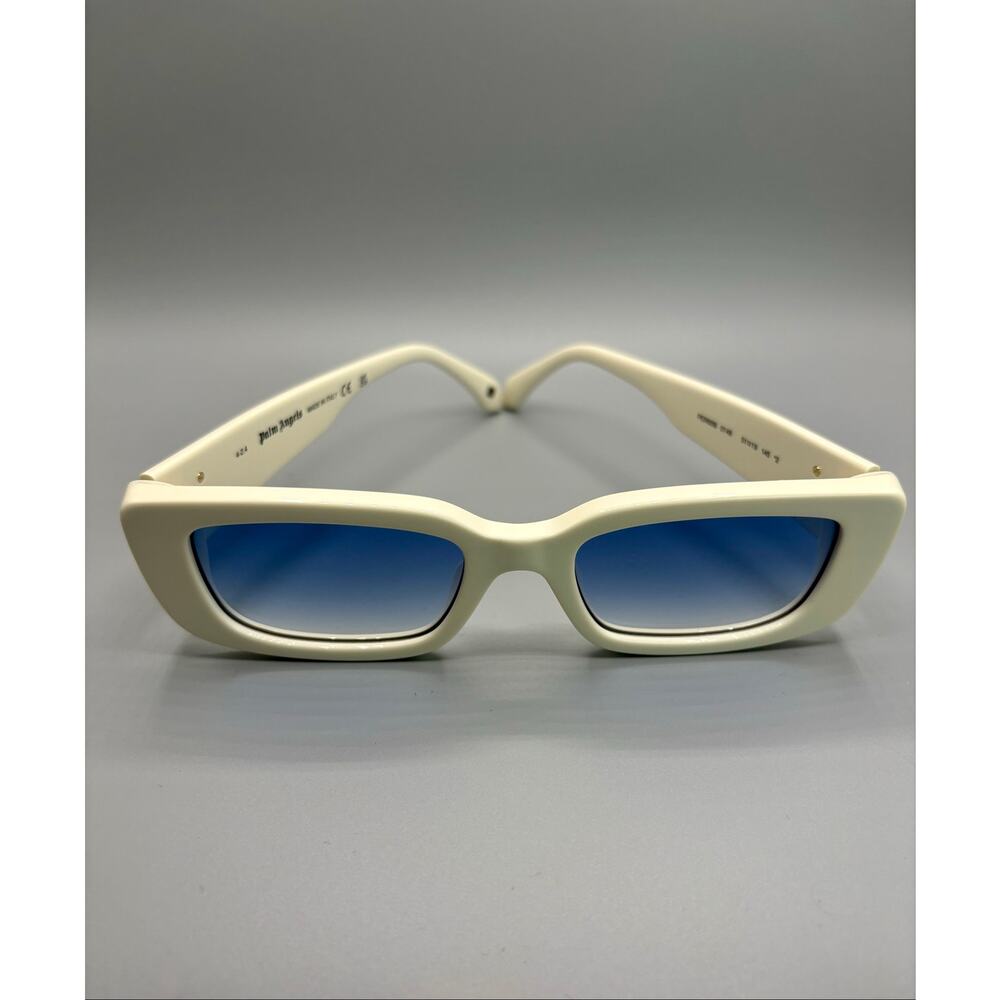 NIB Palm Angels Sunglasses - White Frame, Gradient Blue Lens - Picture 3 of 8